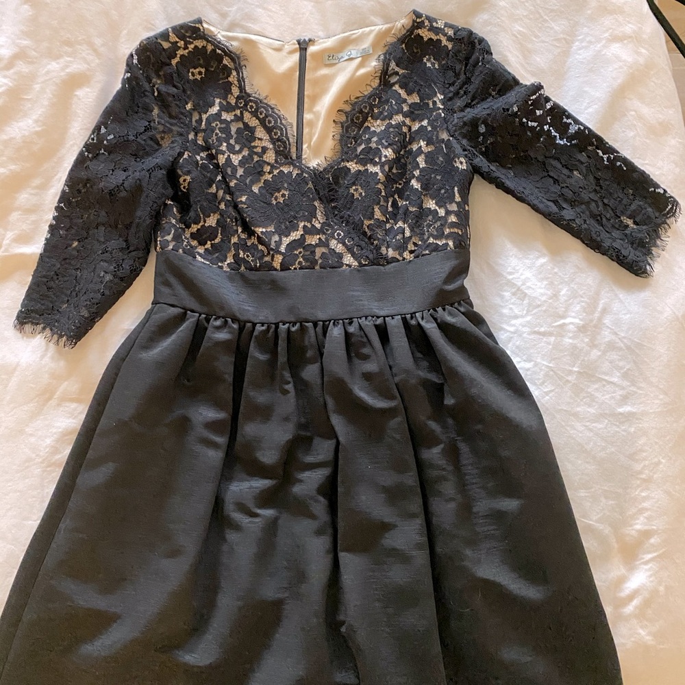 Eliza J Lace and Faille Flare Dress